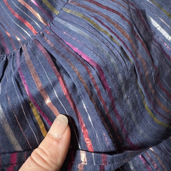 Roller Rabbit Navy Lurex Metallic Rainbow Stripe Dress NWT 6 8 Priscilla - Picture 8 of 8